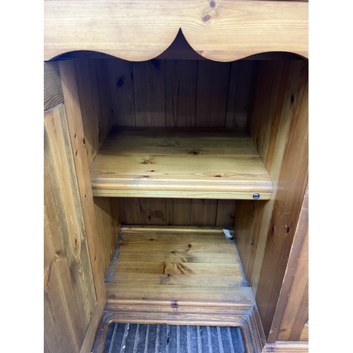 90 - A Victorian style pine sideboard - approx. 90cm high x 130cm wide x 46cm deep