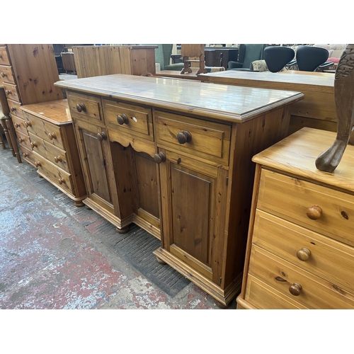 90 - A Victorian style pine sideboard - approx. 90cm high x 130cm wide x 46cm deep