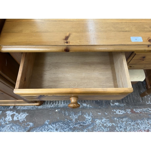 93 - A pine dressing table and stool - approx. 79cm high x 94cm wide x 46cm deep