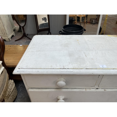 99 - A Victorian white painted pine chest of drawers - approx. 99cm high x 104cm wide x 50cm deep