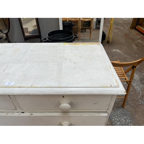 99 - A Victorian white painted pine chest of drawers - approx. 99cm high x 104cm wide x 50cm deep