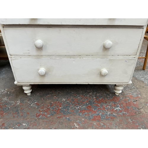 99 - A Victorian white painted pine chest of drawers - approx. 99cm high x 104cm wide x 50cm deep