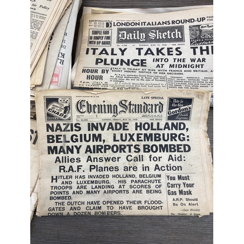 446 - A collection of WWII related newspaper articles to include evening Standard, Daily Express, Daily Mi... 