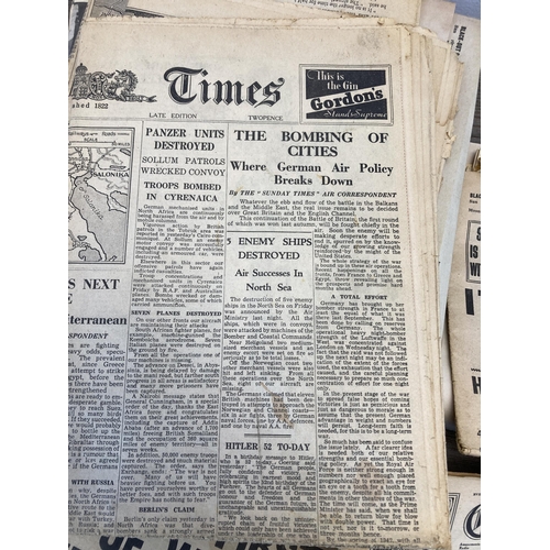 446 - A collection of WWII related newspaper articles to include evening Standard, Daily Express, Daily Mi... 