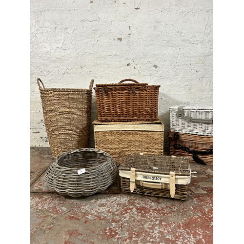 154 - Seven wicker baskets