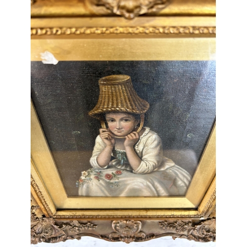 167 - A 19th century gilt framed portrait oil on canvas signed A. Bouverie - approx. 34cm high x 30cm wide