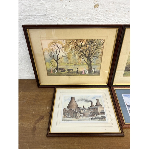 173 - Four framed prints, two Helen Bradley, one Anthony Forster 