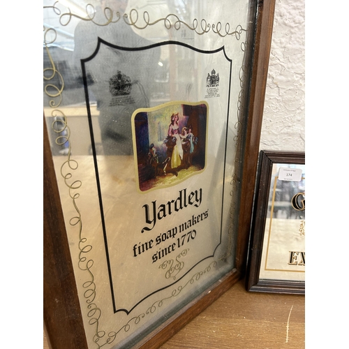 174 - Two framed advertising wall mirrors, one Yardley and one Guinness - approx. 51cm high x 35cm wide