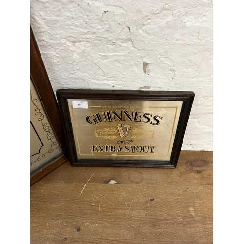 174 - Two framed advertising wall mirrors, one Yardley and one Guinness - approx. 51cm high x 35cm wide