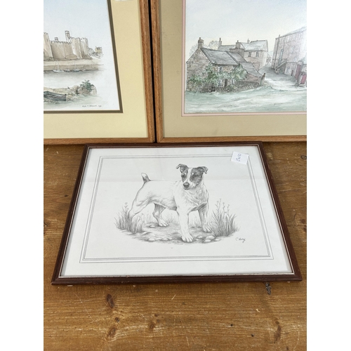 182 - Three framed pictures, two Hilda M. Chaddock watercolours - approx. 39cm high x 51cm wide and one C.... 