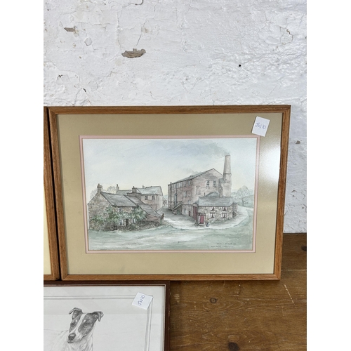 182 - Three framed pictures, two Hilda M. Chaddock watercolours - approx. 39cm high x 51cm wide and one C.... 