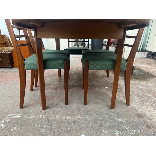 81B - A mid 20th century teak extending dining table and five chairs - approx. 74cm high x 92cm wide x 198... 