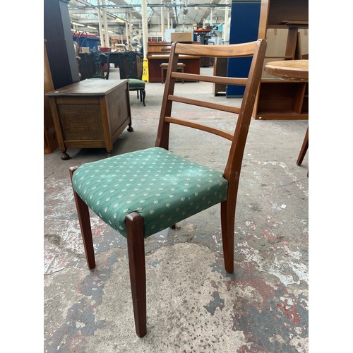 81B - A mid 20th century teak extending dining table and five chairs - approx. 74cm high x 92cm wide x 198... 