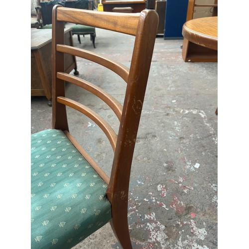 81B - A mid 20th century teak extending dining table and five chairs - approx. 74cm high x 92cm wide x 198... 