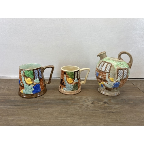 244 - Seven ceramic items, six pieces of H. J. Wood Ltd hand painted pottery and one Price Kensington Cott... 