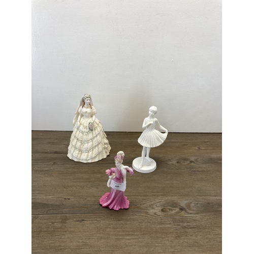 250 - Five Coalport figurines, Lady Lilian, Curtain Call, Princess Alexandra limited edition no. 2596/7500... 