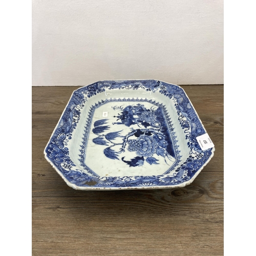 257 - An 18th/19th century Chinese blue and white porcelain serving dish - approx. 28cm x 39cm