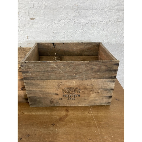 277 - Five vintage wooden shipping crates - largest approx. 25cm high x 39cm wide x 66cm long