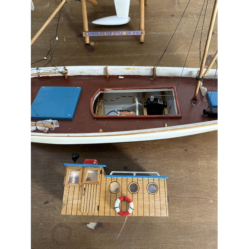 326 - Three scratch built model boats, one fishing trawler, one America's Cup Style CR610 racing yacht and... 