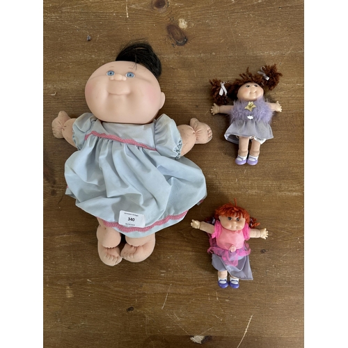 340 - Three Mattel Cabbage Patch dolls