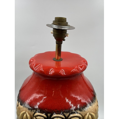 203 - A mid 20th century West German pottery table lamp - approx. 41cm high