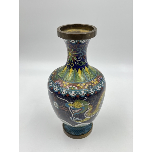 209 - A Chinese cloisonné dragon pattern vase - approx. 20cm high