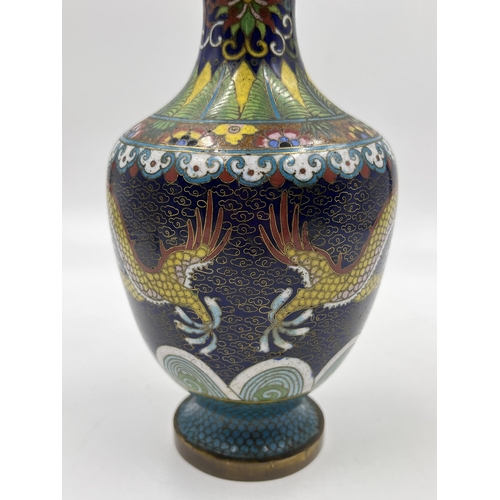 209 - A Chinese cloisonné dragon pattern vase - approx. 20cm high