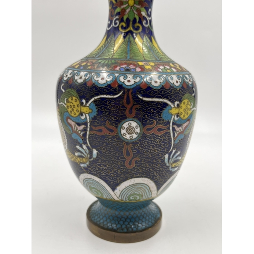 209 - A Chinese cloisonné dragon pattern vase - approx. 20cm high