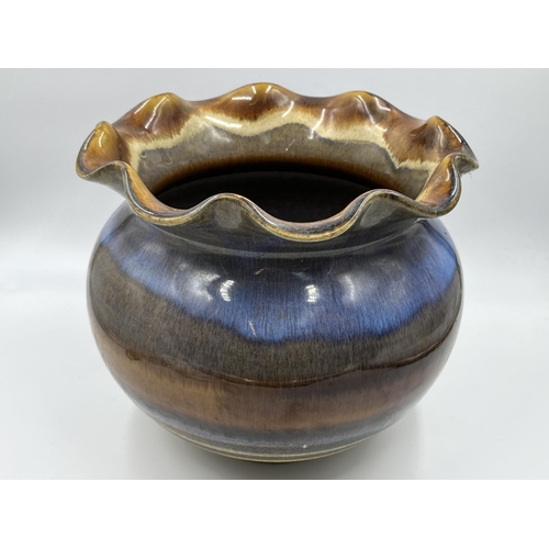 218 - A Denby drip glazed pottery jardinière - approx. 24cm diameter x 22cm high