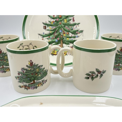 223 - Six pieces of Spode Christmas Tree pattern china