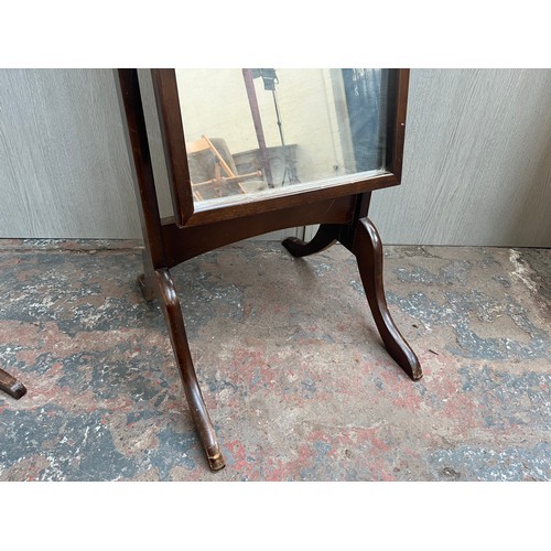 75 - A 19th century style mahogany framed cheval mirror - approx. 155cm high x 43cm wide