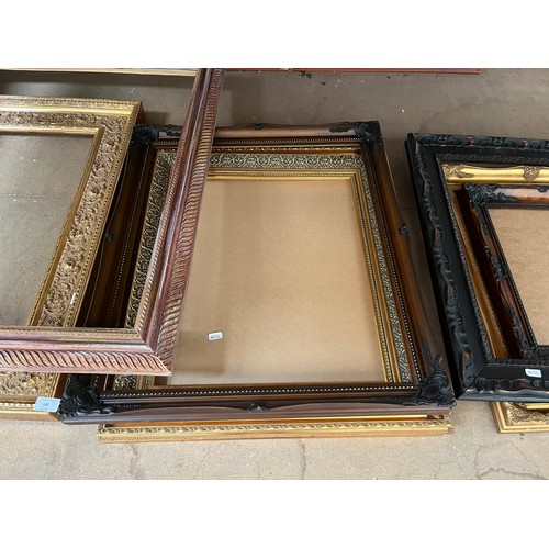 183 - Ten items, eight photo frames - largest approx. 88cm x 79cm and two framed C. P. Mayer pencil signed... 