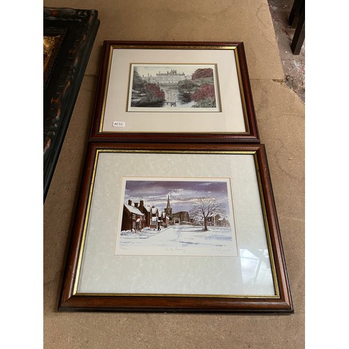 183 - Ten items, eight photo frames - largest approx. 88cm x 79cm and two framed C. P. Mayer pencil signed... 