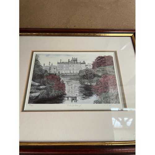 183 - Ten items, eight photo frames - largest approx. 88cm x 79cm and two framed C. P. Mayer pencil signed... 