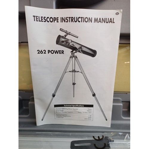 620 - A cased Science Tech 262 Power reflector telescope with accessories, CD ROM disc and instruction man... 