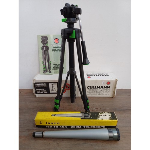 621 - Two boxed items, one German Cullmann 2502 tripod with instruction manual and one Japanese Tasco 15X-... 