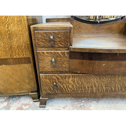 2 - A mid 20th century oak three piece bedroom suite