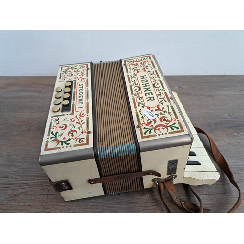 732 - Two items, one Hohner Student I eight bass piano accordion and one cased Kodak Brownie Flash III box... 