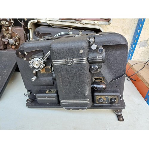 628 - Seven items, two British Thomson-Houston 16mm film projectors, one N.Marshall projector, one box con... 