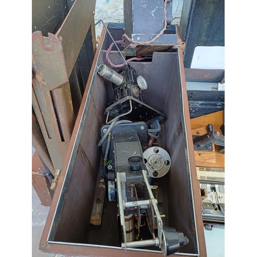 628 - Seven items, two British Thomson-Houston 16mm film projectors, one N.Marshall projector, one box con... 