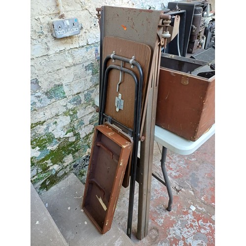 628 - Seven items, two British Thomson-Houston 16mm film projectors, one N.Marshall projector, one box con... 