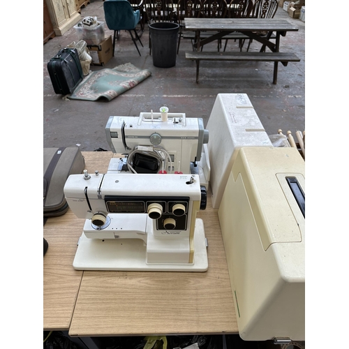 740 - Two cased Janome electric sewing machines, one New Home Combi DX model 502 and one Novum model 500 (... 