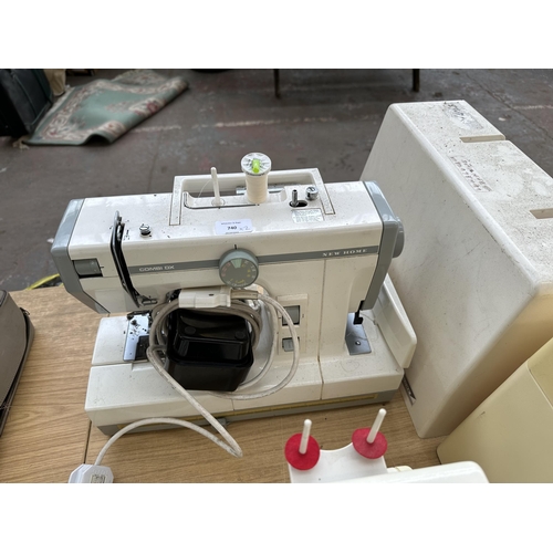 740 - Two cased Janome electric sewing machines, one New Home Combi DX model 502 and one Novum model 500 (... 