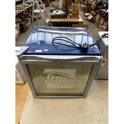 755 - A Husky KN13 countertop drinks fridge with Tetley's branding