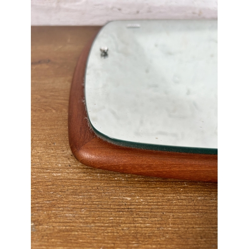 210 - A mid 20th century teak framed wall mirror - approx. 67cm high x 38cm wide