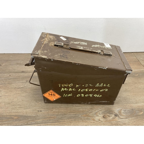 329 - A vintage brown metal H83MK2 ammunition box