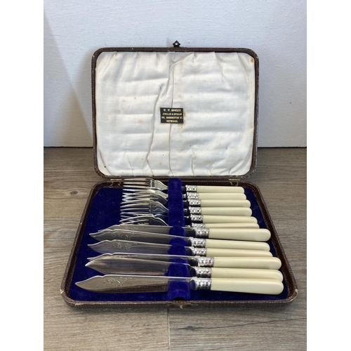 331 - Five vintage cased cutlery sets