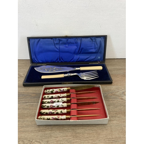 331 - Five vintage cased cutlery sets