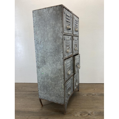 332 - An industrial style metal eight drawer index filing cabinet - approx. 59cm high x 31cm wide x 18cm d... 