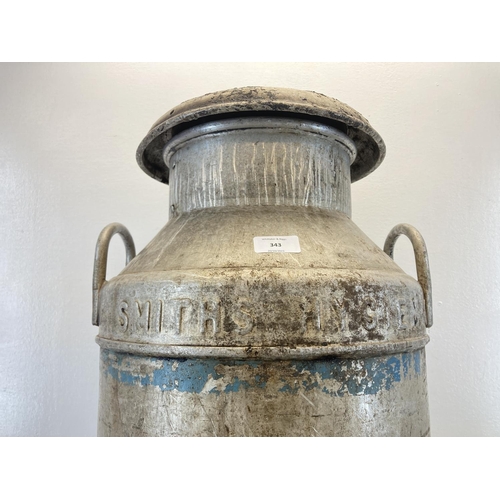 343 - A mid 20th century Smiths Hygienic galvanised milk churn - approx. 74cm high